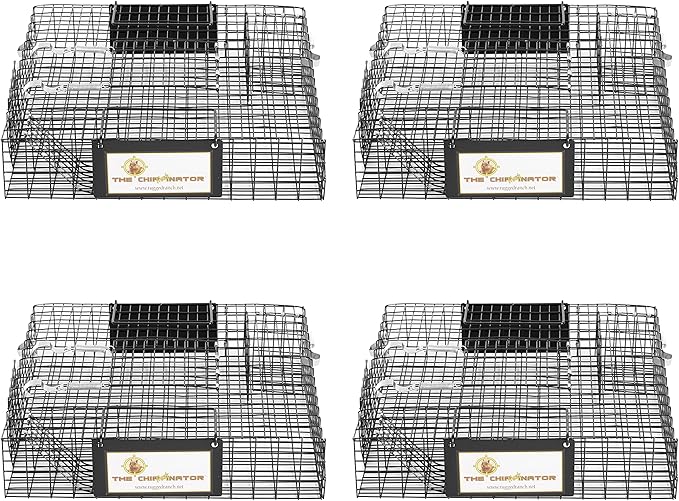 Rugged Ranch 4‑Pack Chipmunkinator Multi‑Catch Chipmunk Trap, Wire Cage, 14.5"x4"x14.5" Each - Live Catch‑and‑Release, 2‑Door Humane Rodent Control, No‑Poison Outdoor Use