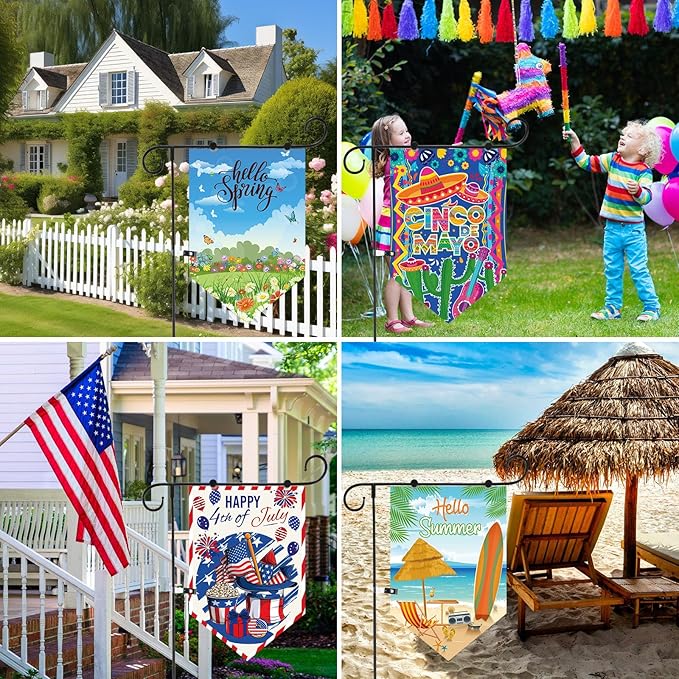 VitalCozy 20 Pieces Seasonal Garden Flags Set Holiday Outside Double Sided Yard Flags for Valentine Mardi Gras New Year All Festive Outdoor Lawn Decor