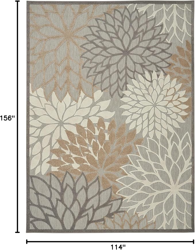 Nourison Home Aloha Natural 9'6" x 13' Area Rug - Easy Clean, Non Shedding, Bed Room, Living Room, Dining Room, Kitchen (10' x 13')