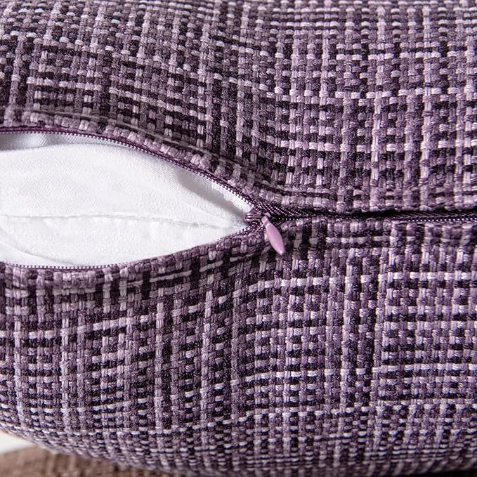 MIULEE Outdoor Waterproof Throw Pillow Covers Decorative Farmhouse Water Resistant Cushion Covers for Tent Patio Garden Couch Sofa Pack of 2, 20x20 Inch Violet