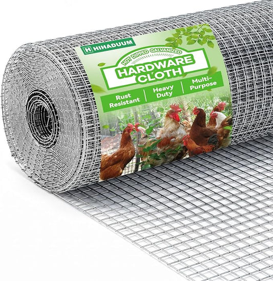 48'' x 50' Hardware Cloth 1/2 inch 19 Gauge - Hot-dip Galvanized After Welding, Chicken Coop Wire Fence Wire Mesh Screen, Rabbit/Snake Fences, Netting Wire Cloth Galvanized Wire Mesh Roll