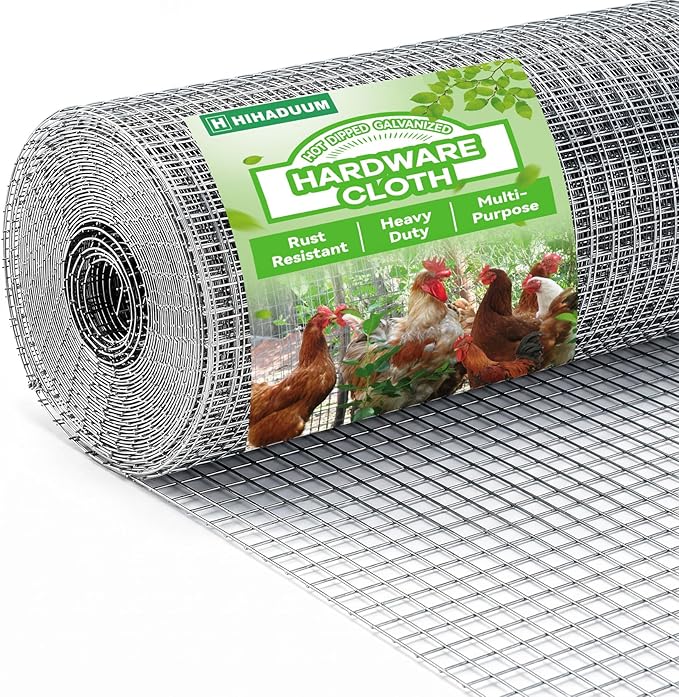 36'' x 10' Hardware Cloth 1/2 inch 19 Gauge - Hot-dip Galvanized After Welding, Chicken Coop Wire Fence Wire Mesh Screen, Rabbit/Snake Fences, Netting Wire Cloth Galvanized Wire Mesh Roll