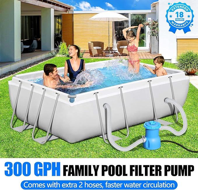 300 GPH Pool Filter Pump for Small Above Ground Pools, ETL Certified Pool Cartridge Filter Pump System with GFCI, Safety & Reliable Water Circulation Pumps - Rapidly Capture Debris - Sky Blue