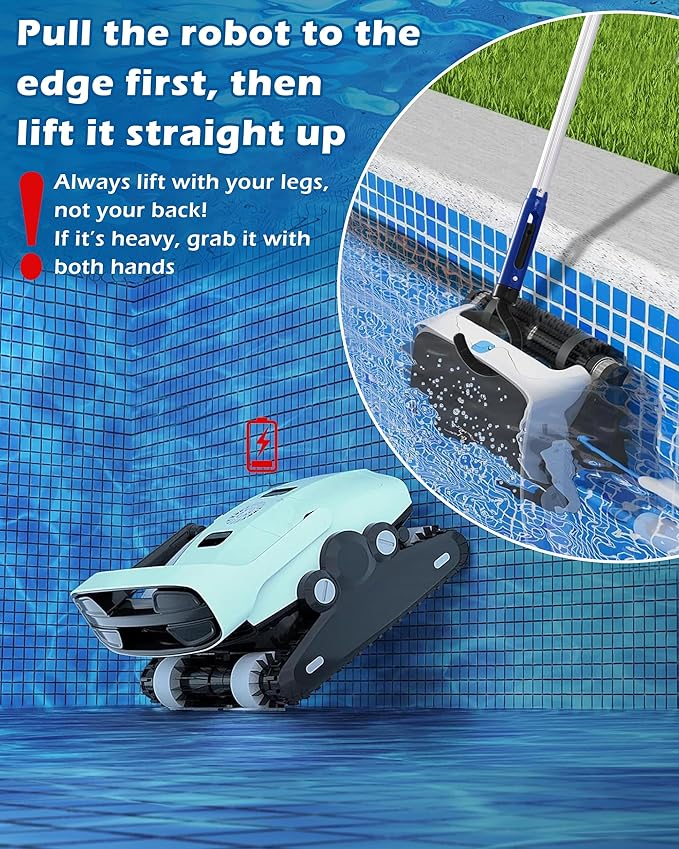 Pool Robot Retrieval Hook - 49.21 Inch Adjustable Stainless Aluminum Pole, Heavy-Duty Detachable Hook for Pool Robot Vacuum Robotic Pool Cleaner Including Cordless/Above Ground/Underwater Cleaners