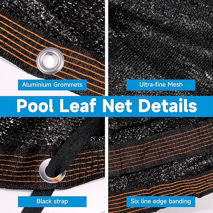 Pool Leaf Net Cover 18x34 Oval Above Ground, Black Mesh Swimming Pool Net Cover with Winch & Cable, Heavy-Duty Tear Resistant UV-Protected Weatherproofa (Black, Oval-18FTX34FT)