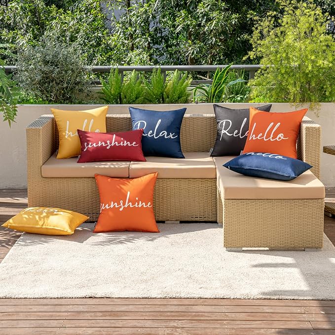 MIULEE Outdoor Waterproof Throw Pillow Covers Set of 2 Spring Relax Decorative Outdoor Rectangular Pillowcases for Chair Patio Garden Couch Tent Balcony Sofa Yellow 12x20 Inch