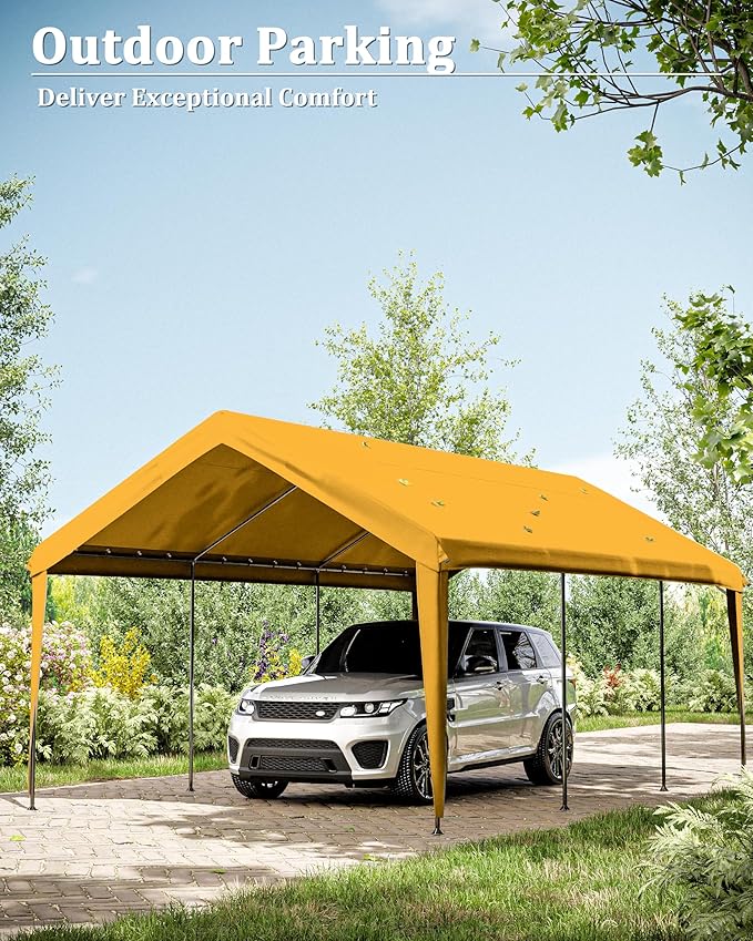 Carport Canopy Replacement Cover 12x20 Heavy Duty Outdoor Portable Car Canopy Oxford Waterproof UV & Tear Resistant Garage Canopy with Ball Bungees (Frame is Not Included)