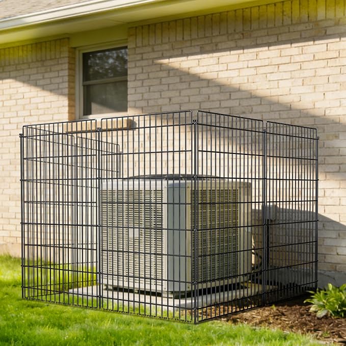 10 Panels No Dig Metal Garden Fence, 48 in (H) x 25.3 ft (L), Tall Animal Barrier Rustproof Outdoor Border for Dogs Rabbits, Decorative Wire Fencing for Yard Patio Temporary Fence with Stakes, Black
