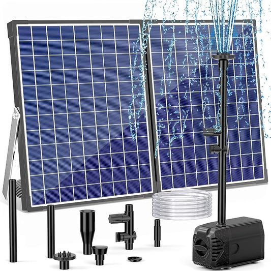 NFESOLAR 35W Solar Fountain Pump, 280GPH Solar Pond Pump with Foldable Solar Panel, Adjustable Flow Solar Water Pump with 6.6FT PVC Tubing for Outdoor Pond, Garden, Waterfall, Hydroponic, Pool