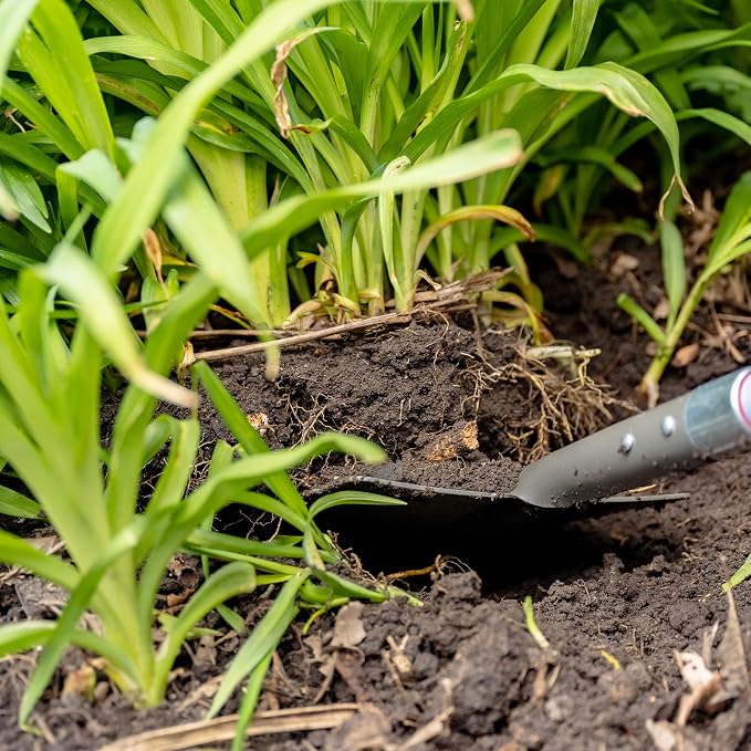 Root Slayer 23011 XL Caprock Garden Shovel for Digging Tough Soil and Roots, Fiberglass Shaft, Steel Spade Tool, Red