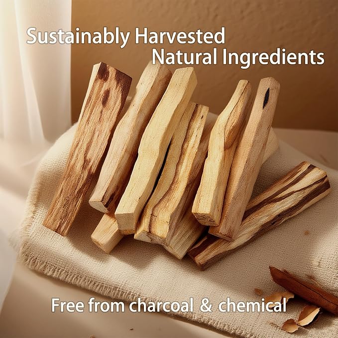 Palo Santo Incense Sticks - 30 Pack, Natural Peruvian Wood, Low Smoke Coreless Design, 1 Hour Burn Time, Sustainable Harvest, for Yoga Meditation Spiritual Purification & Gifting