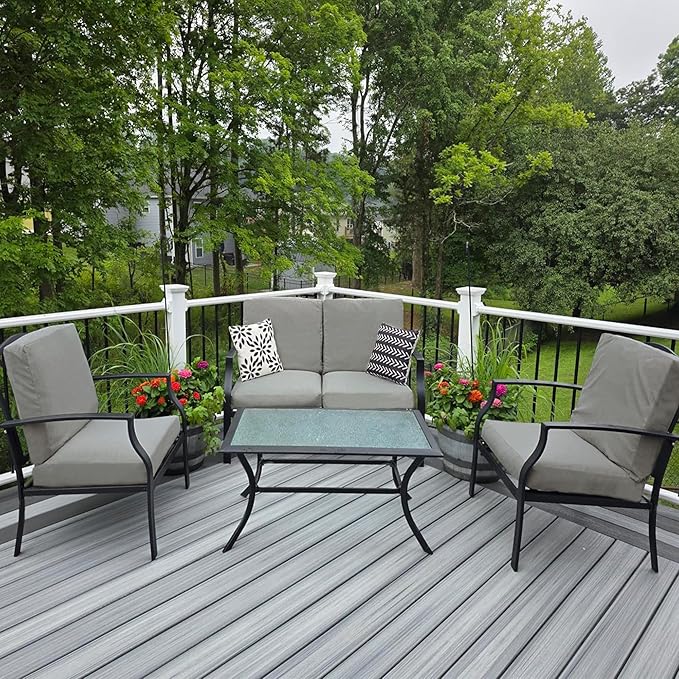 Sqodok Patio Cushion Covers 22x20 inch, Waterproof 4Pack Outdoor Cushion Covers Replacement Patio Cushion Seat Slipcovers for Patio Furniture, Sectional Sofa, Wicker Chair, Grey