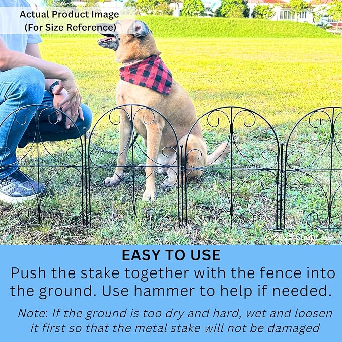 ShopLaLa Garden Fence (20 Panels) 12.5in(L) x 16.5in(H) Rustproof Black Metal Curly Wire, Animal Barrier Fencing for Dogs, Decorative Flower Bed Edging Landscape Border Yard, Patio Outdoor Decor