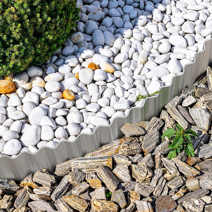 LAVEVE Corrugated Metal Garden Edging 3" x 50ft, Landscape Edging Border for Lawn, Flower Bed, Garden Fence, Paver Edging (Silver)