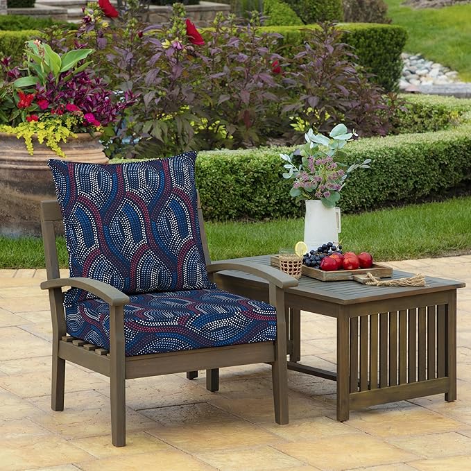 Arden Outdoor Deep Seat Cushion Set (4-Pack), 24 in x 24 in, Weather-Proof, Rain-Proof, Fade Resistant Patio Cushion for Chair, Sofa, and Couch Sapphire Liberty Mosaic