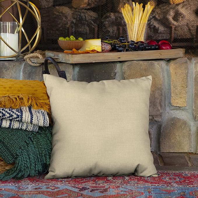 Arden Outdoor Toss Pillow, 2 Pack, 16 x 16, Rain-Proof, Fade Resistant Tan Leala