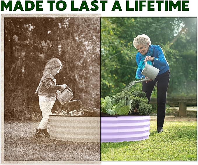 Round Galvanized Raised Garden Bed // 4×4×1 ft (2-Pack) Galvanized Raised Garden Beds Outdoor for Gardening, Vegetables, Flowers (Lavender) // Patented Tool-Free Design Round Planter