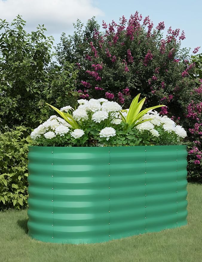 2Pcs 4x2x2ft Raised Garden Bed,Galvanized Raised Planter Boxes Outdoor with Easy Assembly, Large Garden Bed for Vegetables, Fruits, Flower,Raised Garden Bed,Green