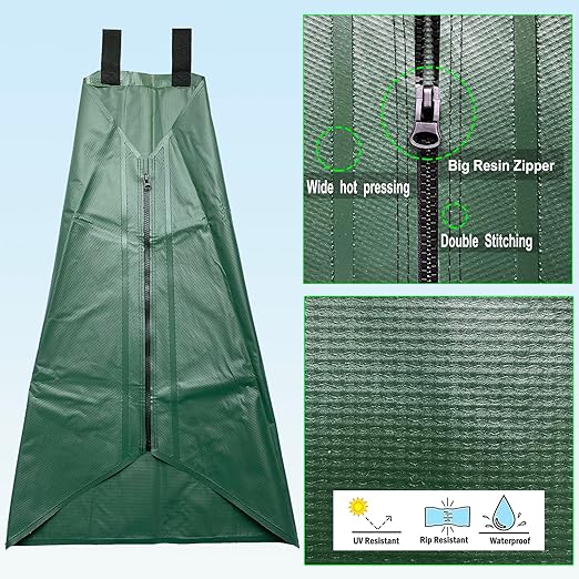 20gal Tree Watering Bag Slow Release with Coconut Fiber Mulch Ring, Deep Root&Slow Release&Automatic Drip Irrigation Watering System for Trees and Shrubs (2*Watering Bag +2* Mulch Mat)