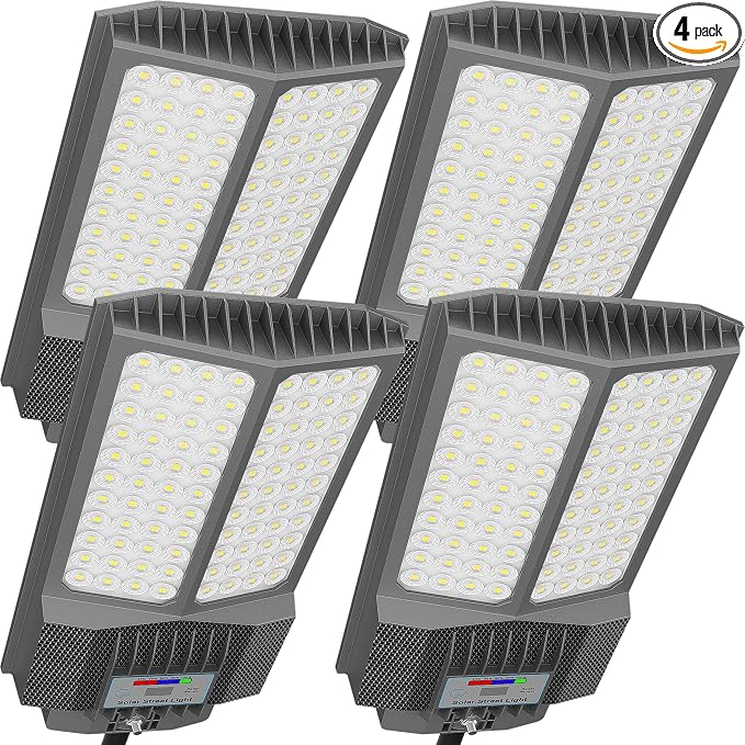2025 New Solar Street Light, Solar Street Lights Outdoor Waterproof Dusk to Dawn 7000K LED Security Flood Light with Motion Sensor and Remote Control for Pathway, Entryway & Yard