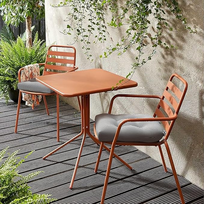 LVTXIII Patio U-Shaped Wicker Seat Cushion, Outdoor Tufted Chair Pads Decorative Seat Cushion Set for Garden Home Office Furniture Ornament, 19”x19”x4”, Pack of 2, Topanga Stripe Grey