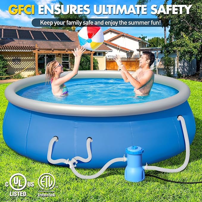 Basic Series 530 GPH Above Ground Pool Filter Pump - ETL Certified Pool Cartridge Filter Pump System with GFCI Protection | Enhances Water Clarity - Effectively Removes Impurities from Water