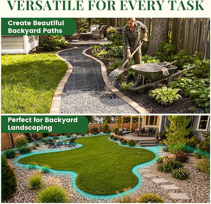 KING BIRD 4FTx100FT Weed Barrier Landscape Fabric, 3.2oz Heavy Duty Woven Ground Cover Geotextile Fabric for Flower Garden Bed, Driveway, Pathway, Gravel & Yard Weed Control Mat