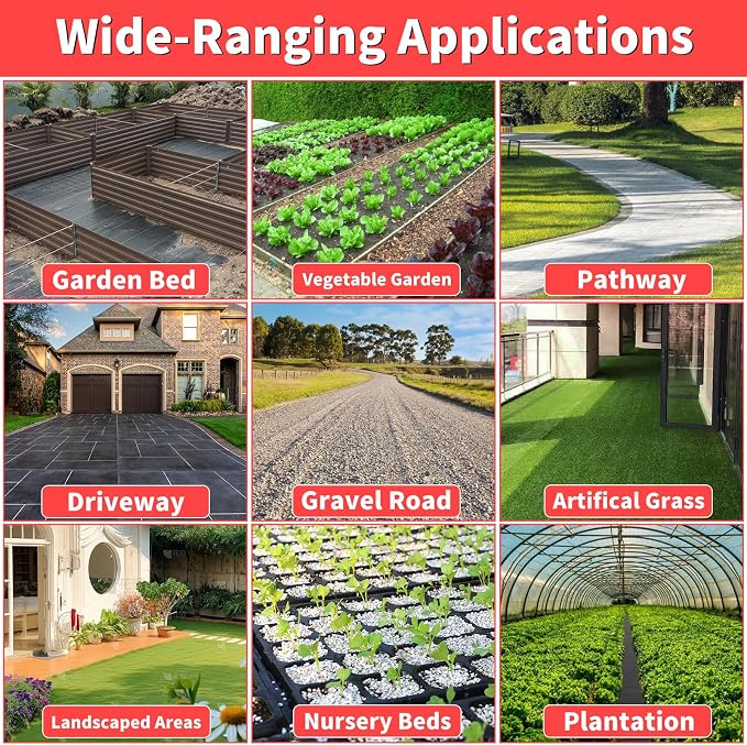 6ft x 100ft Landscape Fabric -Heavy Duty Weed Barrier Fabric for Landscaping, Weed Blocker Cloth,Geotextile Fabric for Garden, Driveway & Ground Cover, Garden Weed Mats,Grid Design