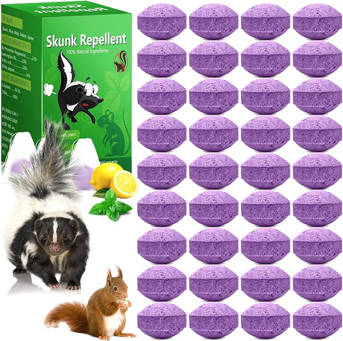 36 Pack Skunk and Raccoon Repellent for Yard, Powerful Peppermint Keep Rodent, Mice, Skunk, Raccoon, Squirrel Away from Yard Garden Lawn, Safe for Pets & Family