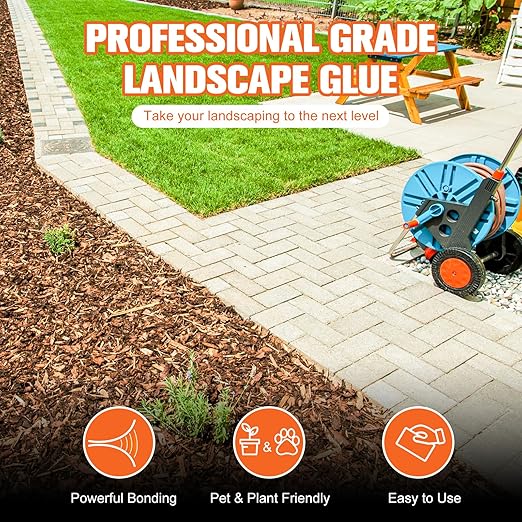 Mulch Glue, Rock Glue for Landscaping, Pea Gravel Binder 2 Gallon Max Cover, Strong Mulch Anchor, Rock Lock Landscape Adhesive for Slopes, Flower Beds, Driveway Edges, Fast Dry & Safe for Plants Pets