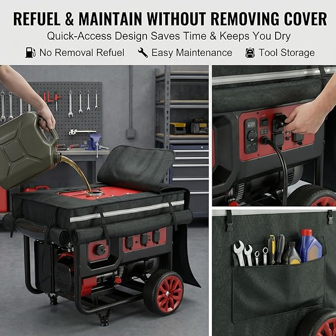 Generator Covers While Running, 28 "L x 20" W x 20 " – Storm & Snow Shield with EVA Window & Ventilation, Heavy Duty 900D Waterproof Fabric, Fits 3000W-5000W Generators (Honda, Champion, Westinghouse)