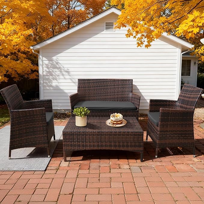 Waterproof 3-Piece Patio Sofa Cushion Cover Set - Replacement Covers for Outdoor Wicker Furniture, Bench & Seat Cushions