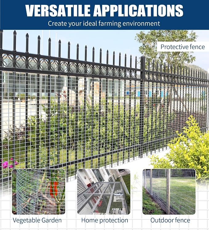 Hardware Cloth 1/2 Inch 24 in x 100 ft 19 Gauge, Hot Dip Galvanized Wire Mesh Rolls Welded Chicken Wire Fencing for Chicken Coop Barrier, Poultry Netting Cage Wire Fence(1/2 inch 24''× 100')