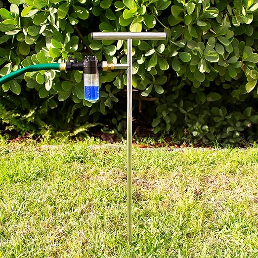 Varomorus Stainless Steel Deep Root Feeder for Tree Watering Spike Tool Irrigation for Outdoor Plants System Wand T-Handle One-Piece with Filter