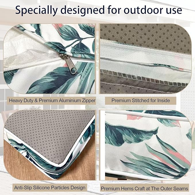 Outdoor Cushion Covers for Patio Furniture, Patio Cushion Covers Replacement with Zipper, Waterproof & Fade Resistant,Only Cover (Flower Color 1, 25.6Lx25.6Wx4H - Only Covers)