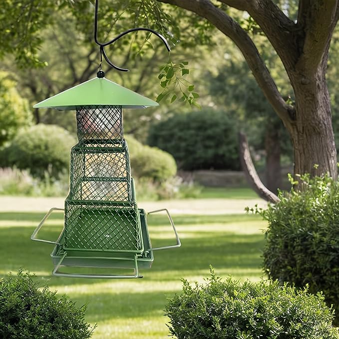 Wild Bird Feeders for Outside Hanging,Retractable Large Bird Feeders with 4 lbs Capacity for Finch Cardinal Blue Jay,Squirrel Proof Bird Feeder for Garden Yard