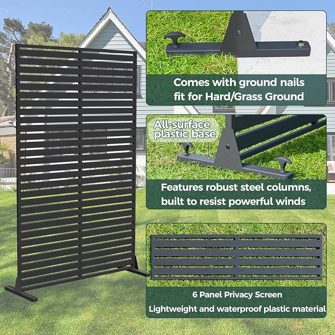 Privacy Fence Screen Outdoor Freestanding Privacy Panel, 72" H×47" W HDPE Decorative Panels with Stand, Room/Garden Divider, Outdoor Privacy Screen for Patio,Deck, Balcony, Pool