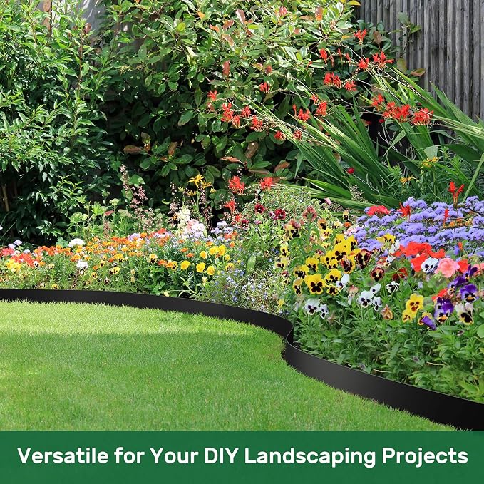 AGTEK Garden Edging 49FT Landscape Edging Kit 3 Inch Height Plastic Garden Border No Dig Lawn Border for Yard Flower Bed with 30 Stakes