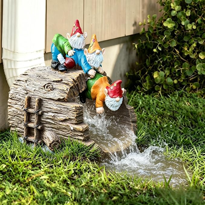 Decorative Gutter Downspout Extensions Statue,3" x 4" Downspout Extension Sculpture,Gnomes Decorative Rain Gutter Downspout Extension Figurine Decor Sculpture for Lawn Yard