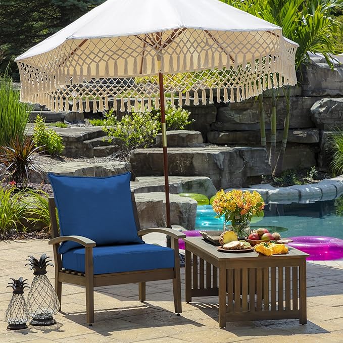 Arden Outdoor Foam Deep Seat Cushion Set (2-Pack), 24x24, Premium High-Density Foam, Never Flattens, Weather-Proof for Patio Chair Sofa Couch, Cobalt Blue Texture