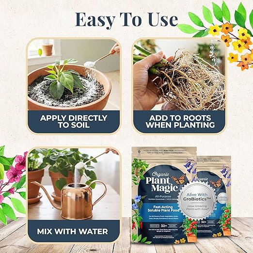 Organic Plant Magic - Fast-Acting Water Soluble Plant Food - All-Purpose Fertilizer Concentrate for Flower, Vegetable, Herb, Fruit Tree, Garden & Indoor Houseplants [One 1/2 lb Bag]