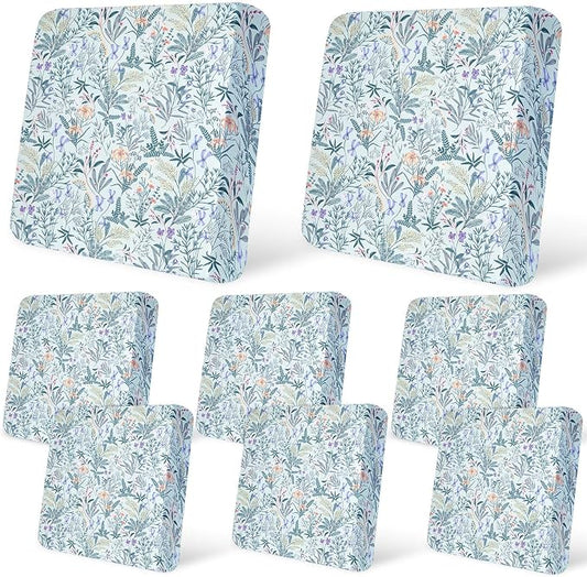 pickyNproud 8Pcs Patio Cushion Covers Stretch Outdoor Couch Cushions Slipcovers Replacement Washable Furniture Protector with Elastic Bottom Sofa Chair Seat Cover, Light Cyan