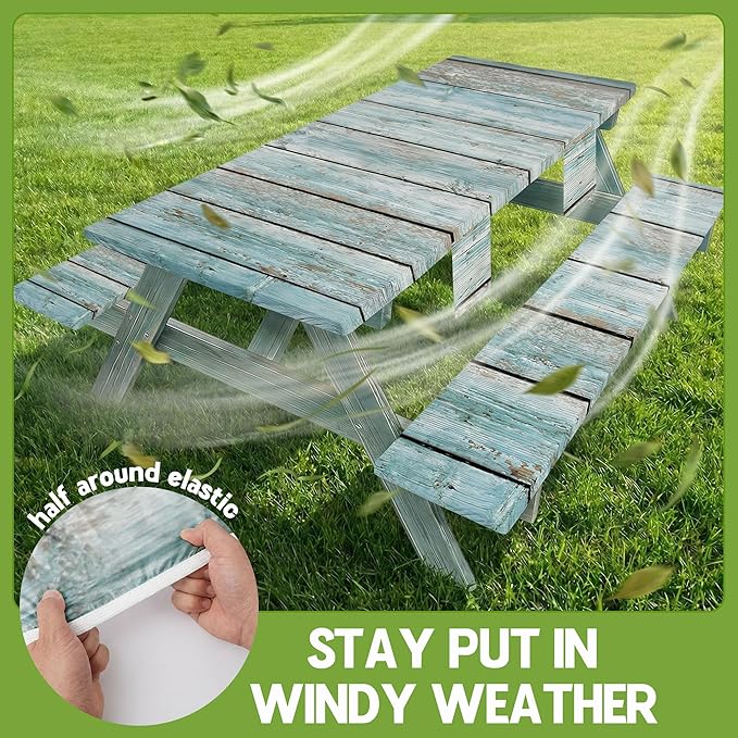 Picnic Table Cover with Bench Covers Tablecloth Fitted Table Cloth Set Camping Essentials Tools Supplies Rv Travel Gear Accessory Outdoor Road Trip Necessities Gadgets Camper Gadgets Things Ideas Kit