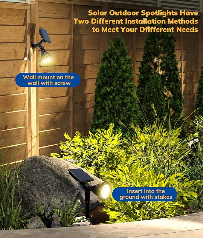 NBKLS Solar Spot Lights for Outside, 21 LED Outdoor Solar Lights for Yard, 4 Pack Solar Spotlights Waterproof Auto On/Off for Landscape, Wall, Garden, Pool, Tree, Pathway and Driveway(Warm White)