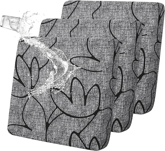 FORCHEER Ourdoor Cushion Covers 20X20 Waterproof 3 Pieces Floral Printed Stretch Patio Chair Cushino Covers for Rattan Patio Furniture Replacement