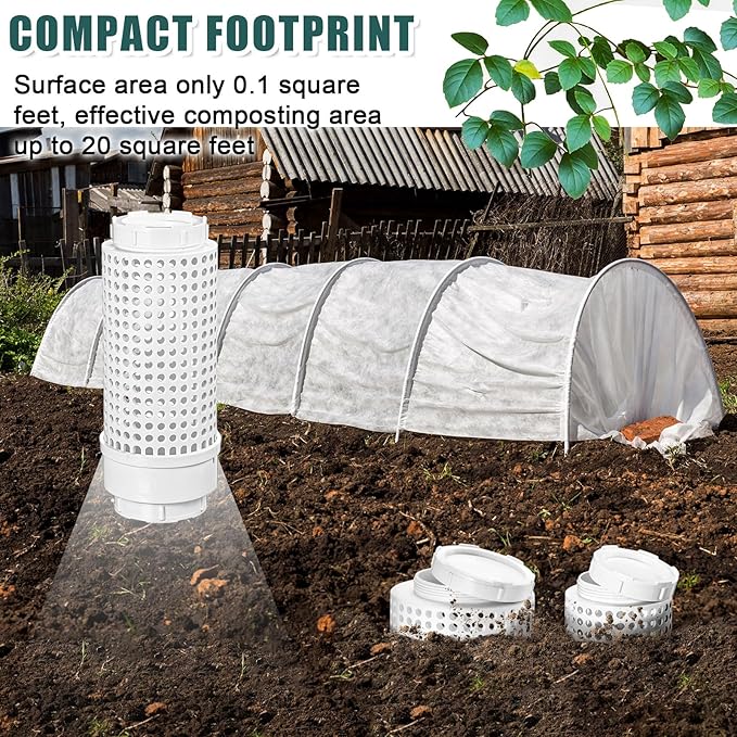 Blosssound 4 Pcs Inground Worm Composter Outdoor Farm Compost Bin Reducing Food Waste Composting Systems Sustainable Worm Composter for Raised Garden Beds at Home