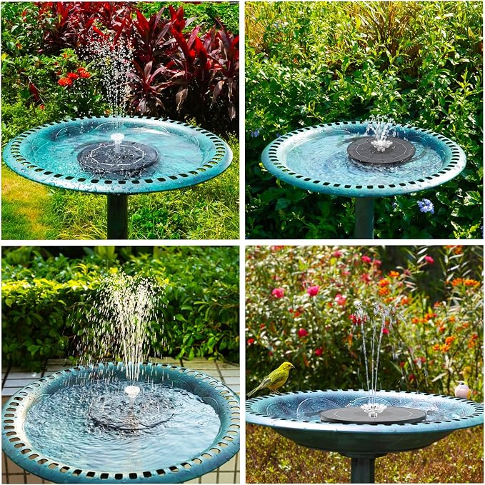 AISITIN 28 Inch Bird Bath with 3.5W Solar Fountain for Outside, Polyresin Pedestal Bird Baths for Outdoor Garden Courtyard Decoration, Weather-Resistant Birdbaths with 20" Bowl & 8 Nozzles, Green
