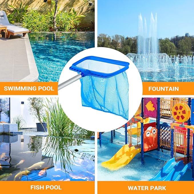 Pool Skimmer - Pool Skimmer Net without Pole, Swimming Pool Leaf Skimmer Net with Reinforced Frame, Larger Capacity Pool Nets for Cleaning, Durable Deep Rake Net Easy Scoop Edge,Debris Pickup Removal