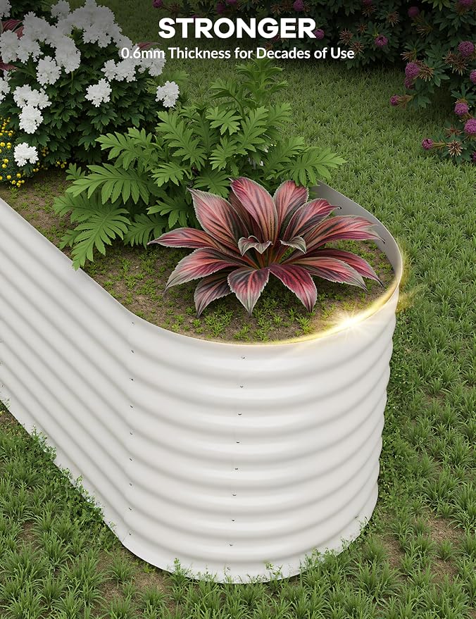 GarveeLife 8x2x2 ft 2-Pack Raised Garden Bed - Galvanized Steel Outdoor Planter Box for Vegetables, Flowers & Herbs - Durable Rust-Resistant Garden Box, Easy Assembly Raised Beds for Gardening,Beige