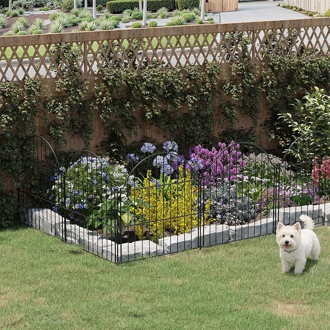 Garden Fence Panels, 24in H x 19.36ft L, 10 Panels Rust-Resistant Decorative Garden Fence, No Dig Small Garden Fence, Animal Barrier Fence for Garden Yard Flower Bed Patio Outdoor